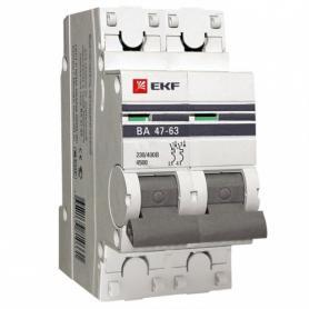 Автоматический выключатель 2P 25А (C) 4,5kA ВА 47-63 EKF PROxima